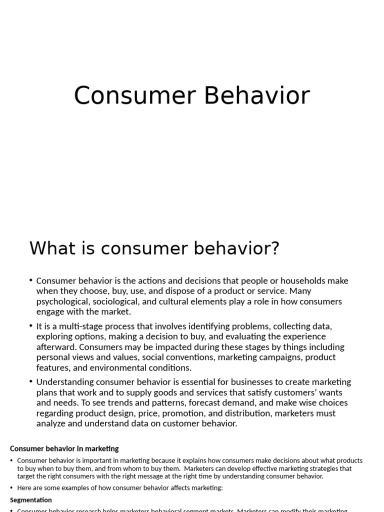 Understanding Consumer Behavior in Marketing | PDF