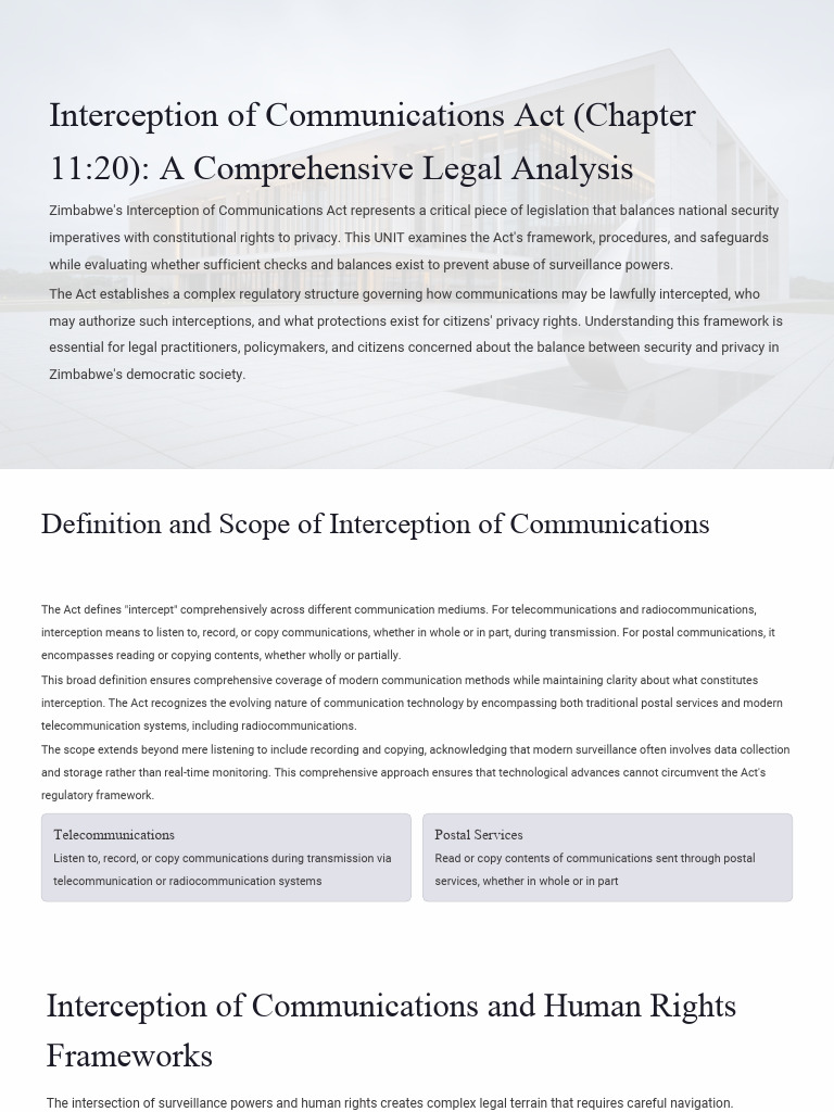 Zimbabwe's Interception of Communications Act Explained | PDF ...
