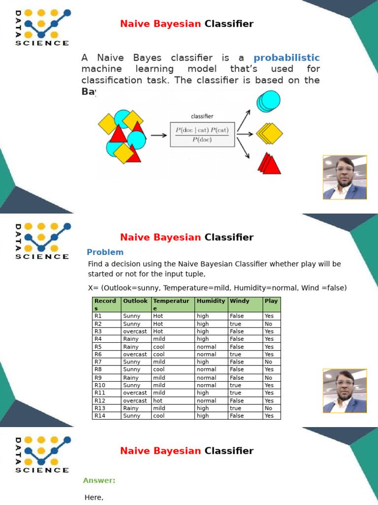 Naive Bayesian Classifier Explained | PDF | Statistical Classification ...