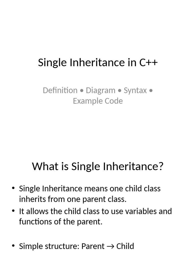 Single Inheritance PPT | PDF