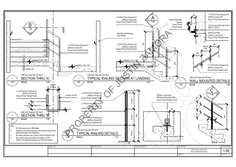 Fire Exit Railing Details and Specifications | PDF | Mechanical Engineering