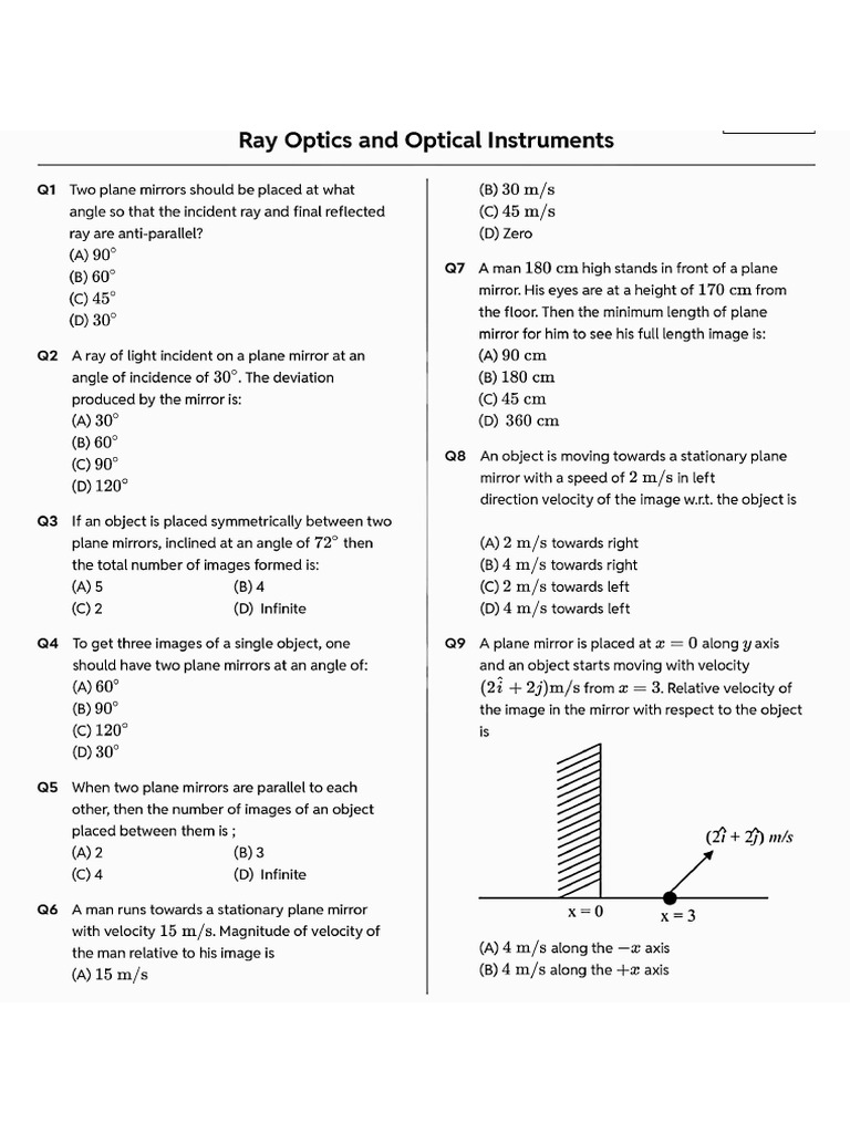 Ray Optics DPP | PDF