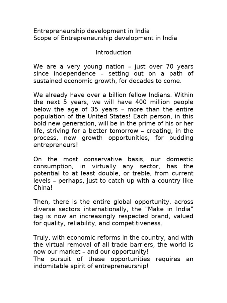 Entrepreneurship Development in India | PDF | Entrepreneurship | Economies
