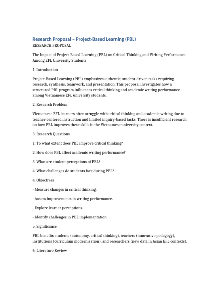 Impact of PBL on EFL Students' Skills | PDF | Critical Thinking ...