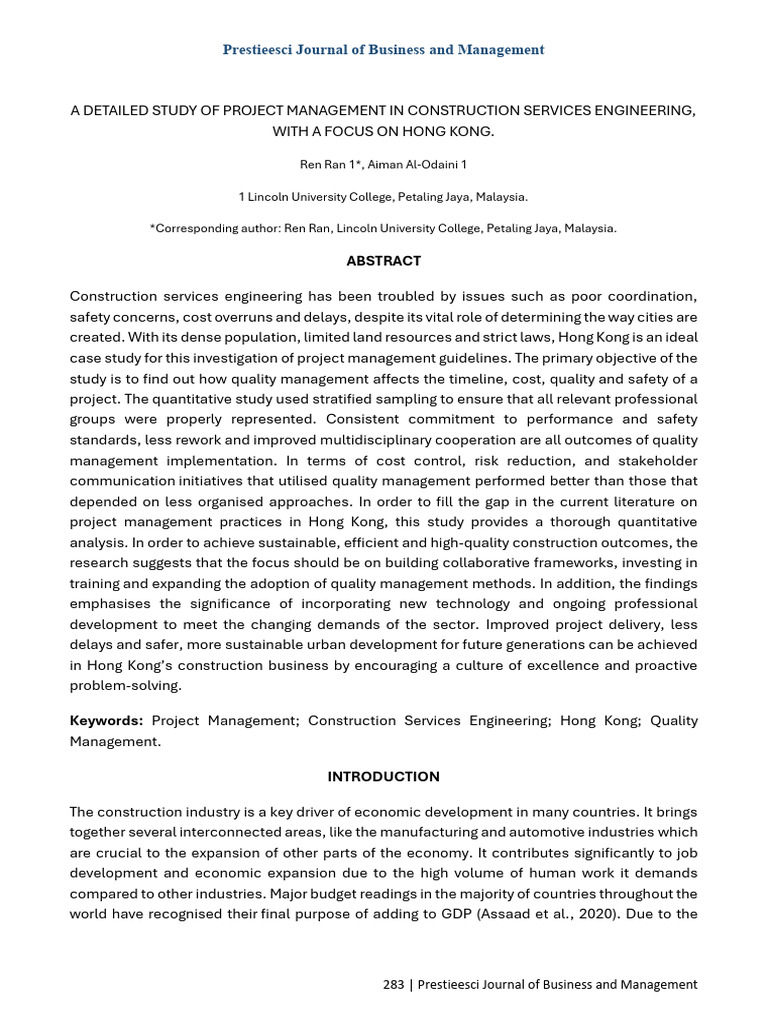 Project Management in Hong Kong Construction | PDF | Project Management ...