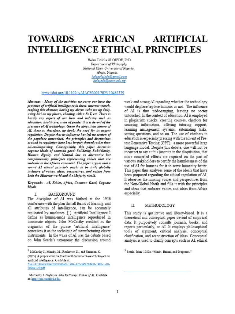 African AI Ethical Principles Explained | PDF | Artificial Intelligence ...