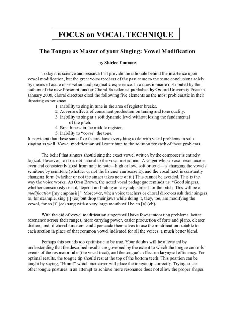 Shirlee Emmins - Vocal Technique | PDF | Singing | Vocal Pedagogy