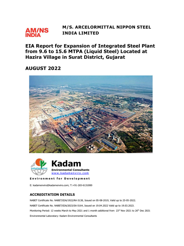 EIA Report: Steel Plant Expansion in Gujarat | PDF | Climate Change ...