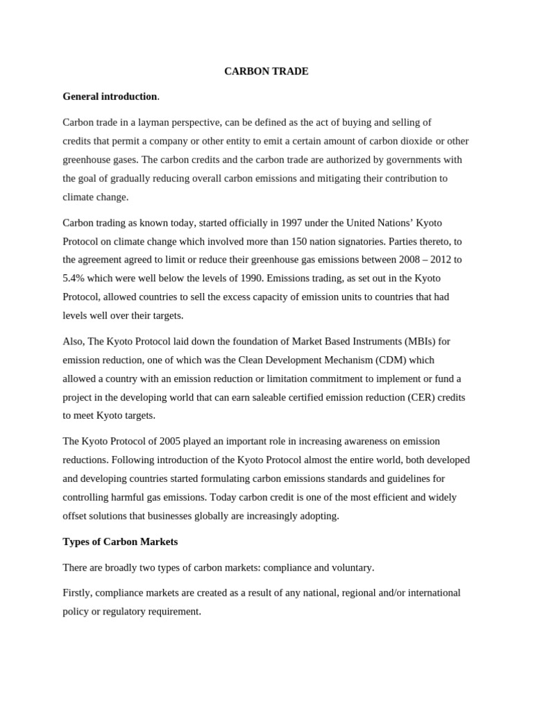 Understanding Carbon Trading Basics | PDF | Kyoto Protocol | Clean ...