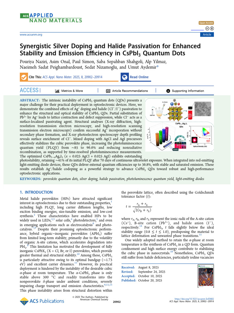 2025-Synergistic Silver Doping and Halide Passivation | PDF ...