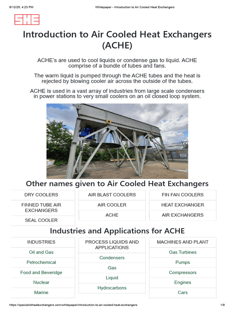 Air Cooled Heat Exchangers Overview | PDF | Heat Exchanger | Water