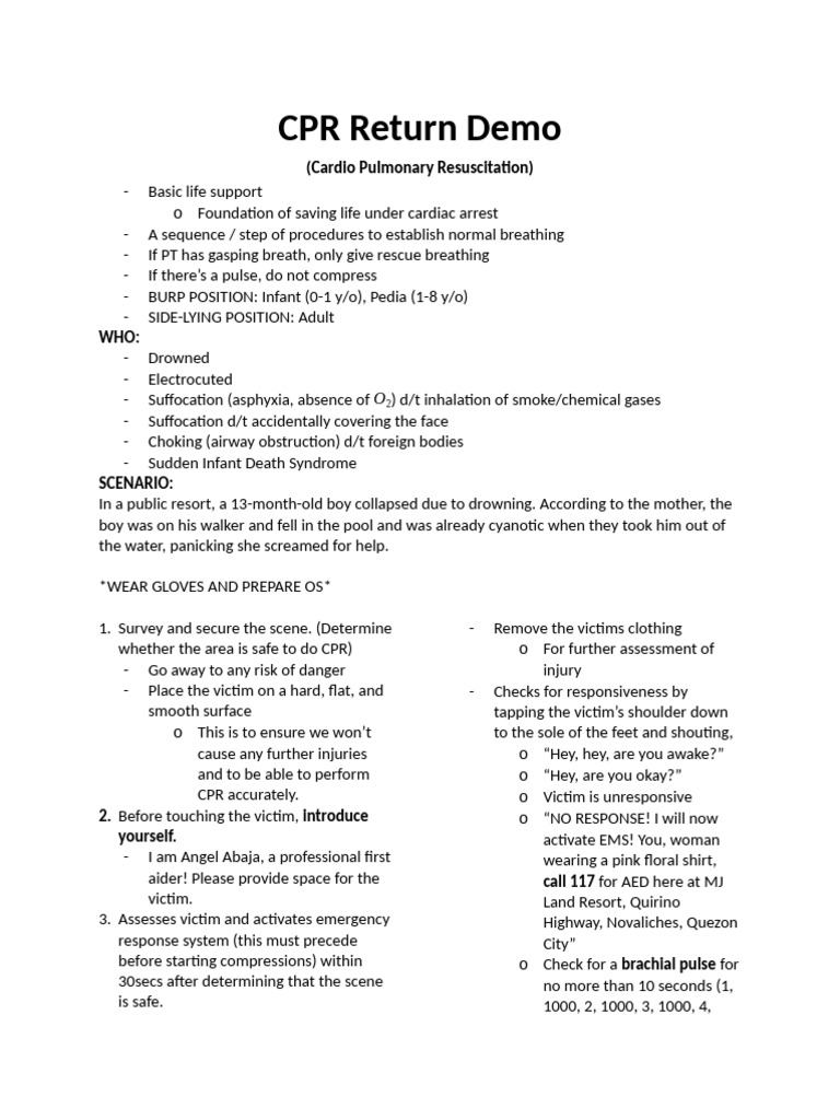 Drowning CPR Protocol for Infants | PDF | Cardiopulmonary Resuscitation ...