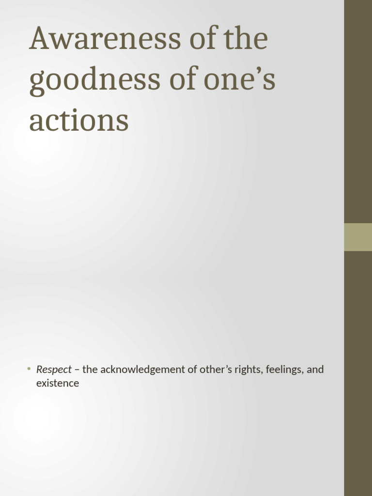Awareness of The Goodness of One's Actions | PDF