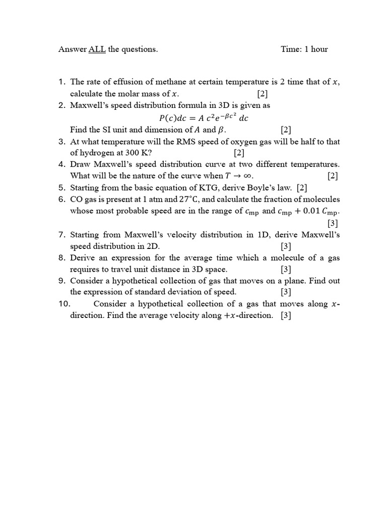 Gaseous State Question | PDF