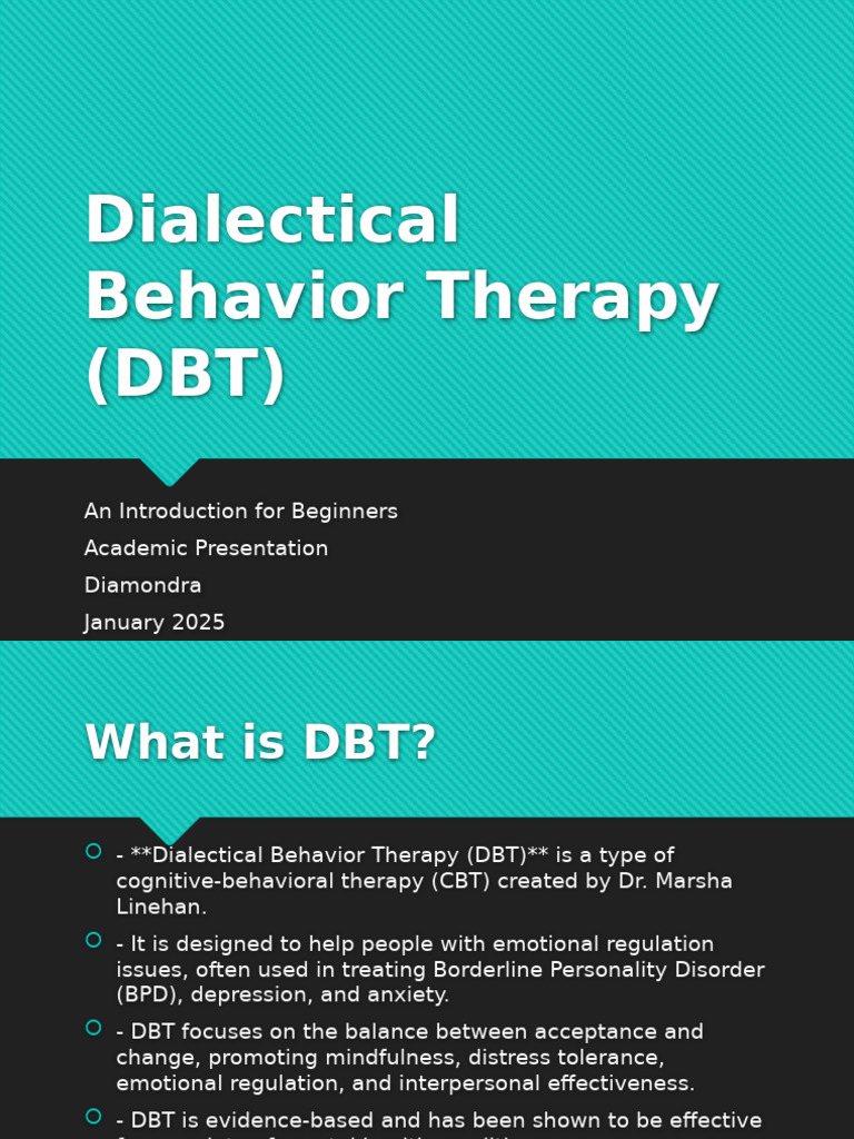 DBT Academic Presentation | PDF | Dialectical Behavior Therapy ...