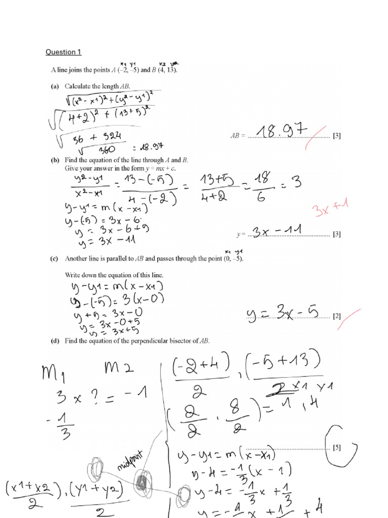 Straight Lines Quiz QP | PDF