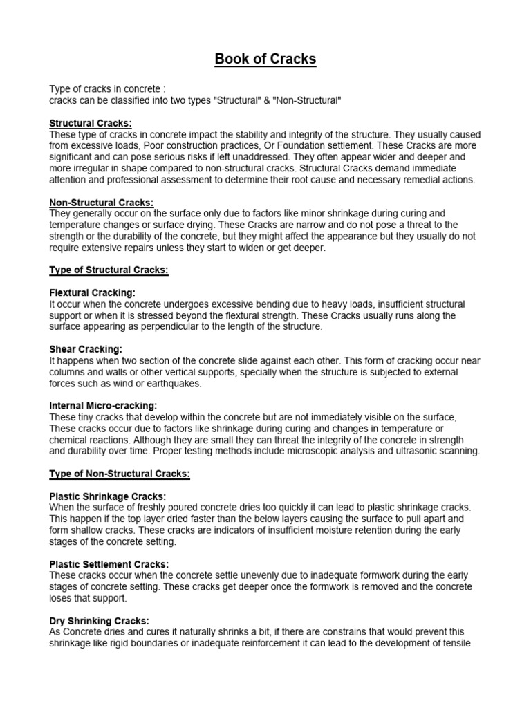 Types of Concrete Cracks Explained | PDF | Concrete | Fracture