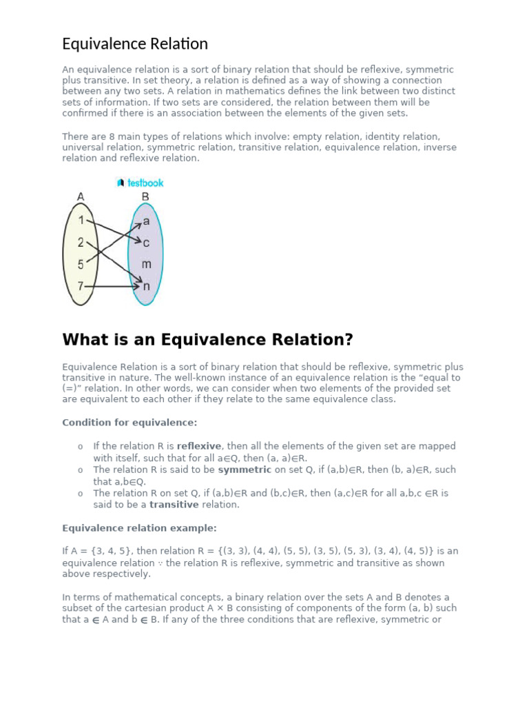 Equivalence relation | PDF | Set (Mathematics) | Mathematical Objects