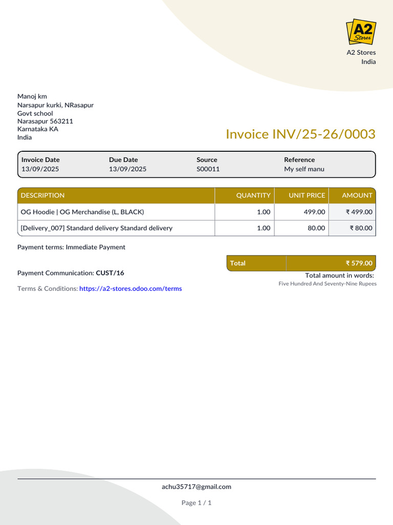 Inv 25-26 0003 | PDF