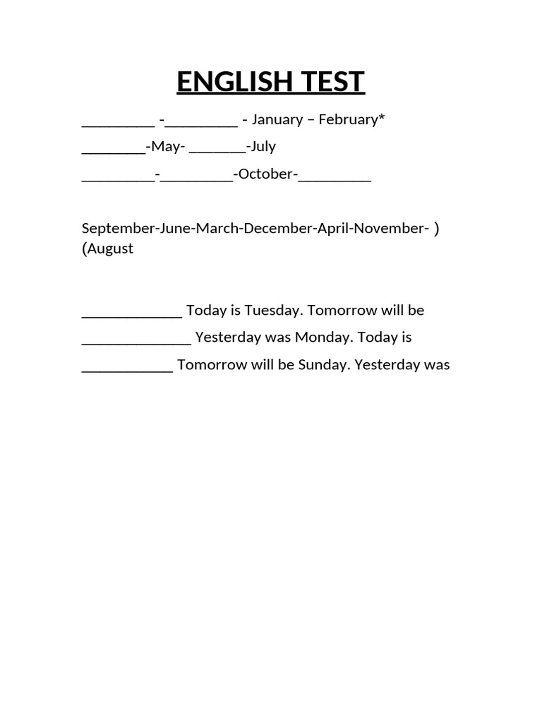English Language Test Template | PDF