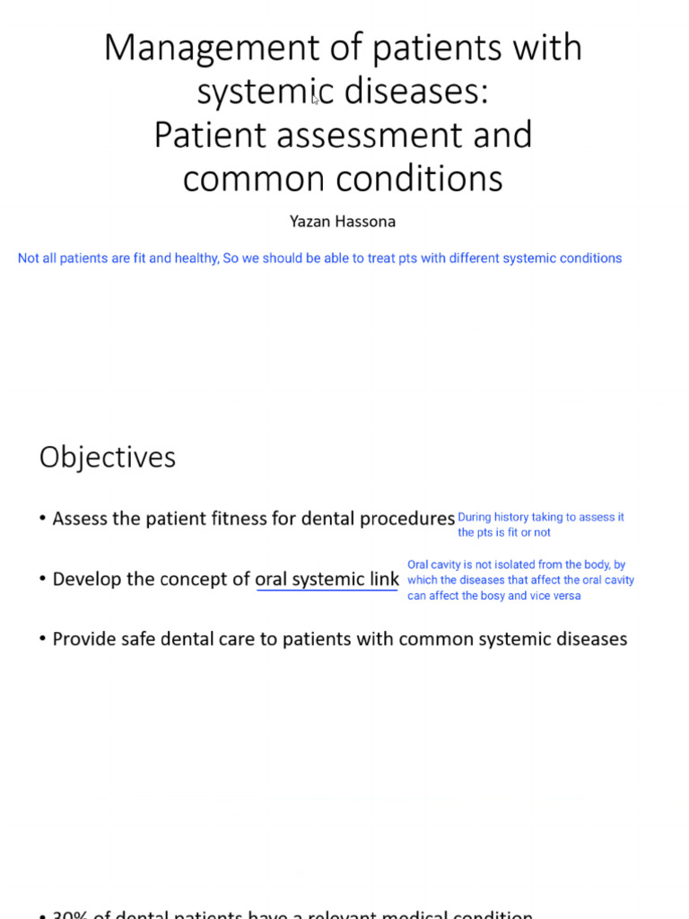 13 - Systemic Diseases (Patient Assessment) | PDF