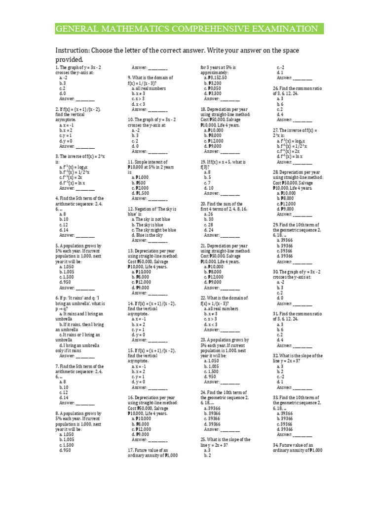 General - Mathematics - Exam Reviewer | PDF | Theoretical Computer ...