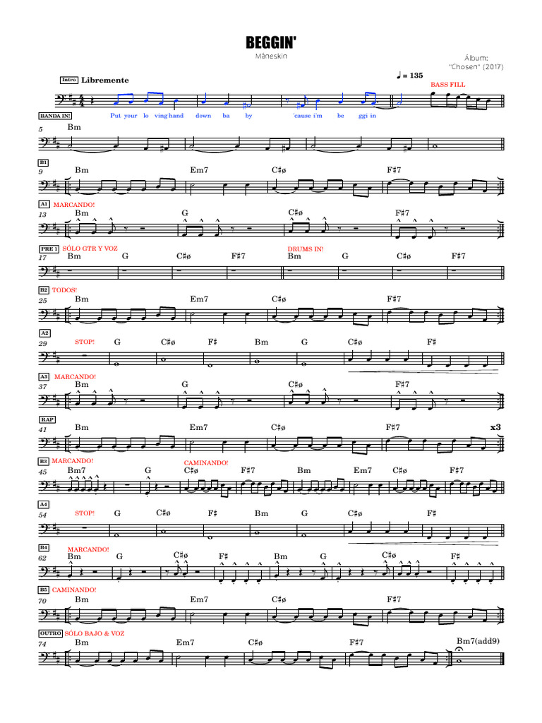 MB-Beggin' (Måneskin) BM - Original | PDF