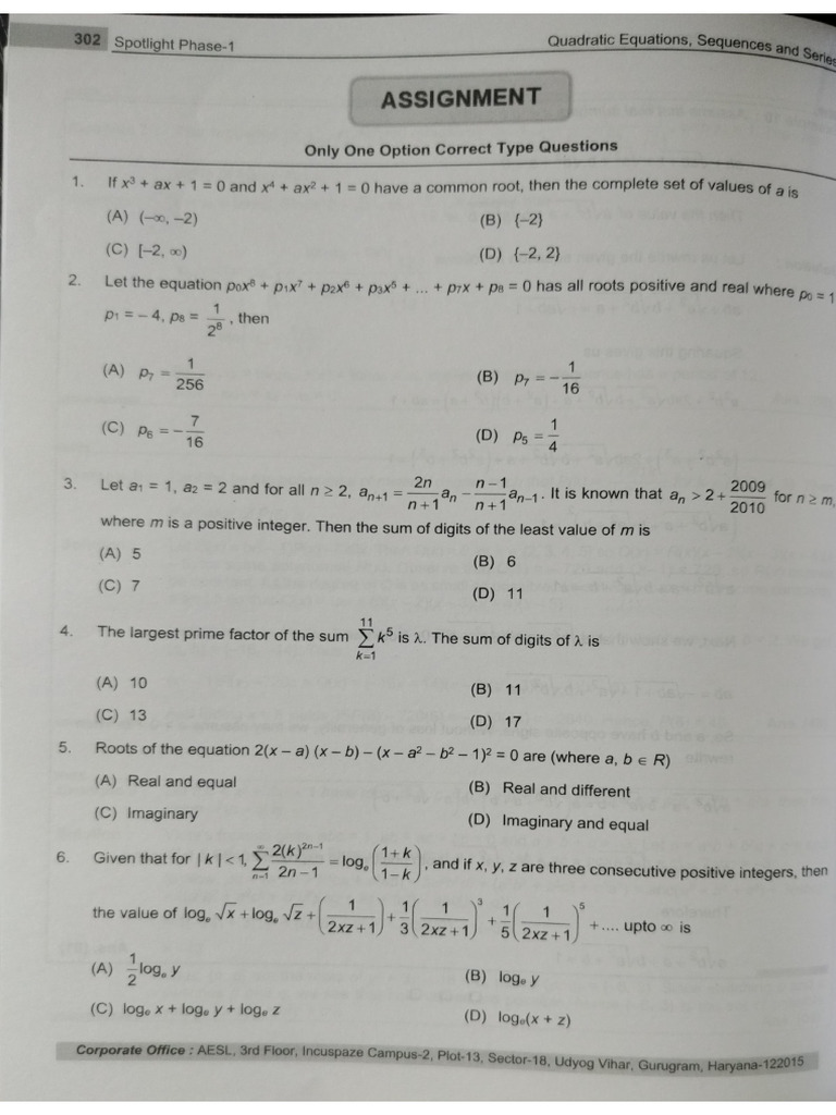 Day 01 Maths Assignment | PDF