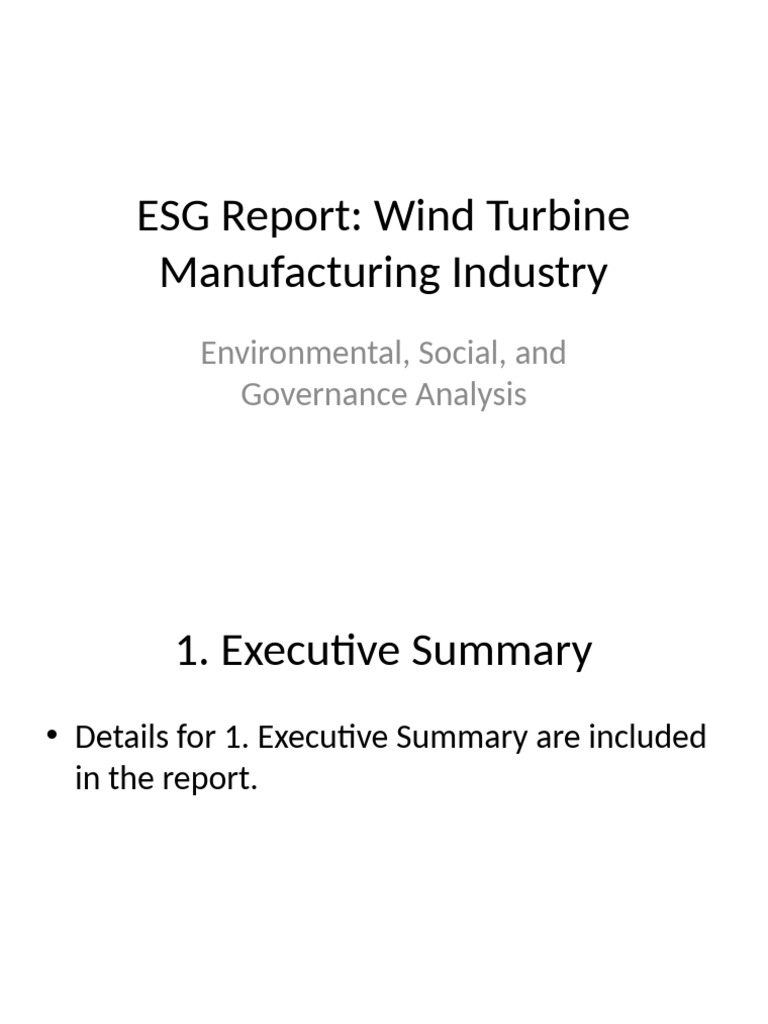 ESG Report Wind Turbine Industry | PDF