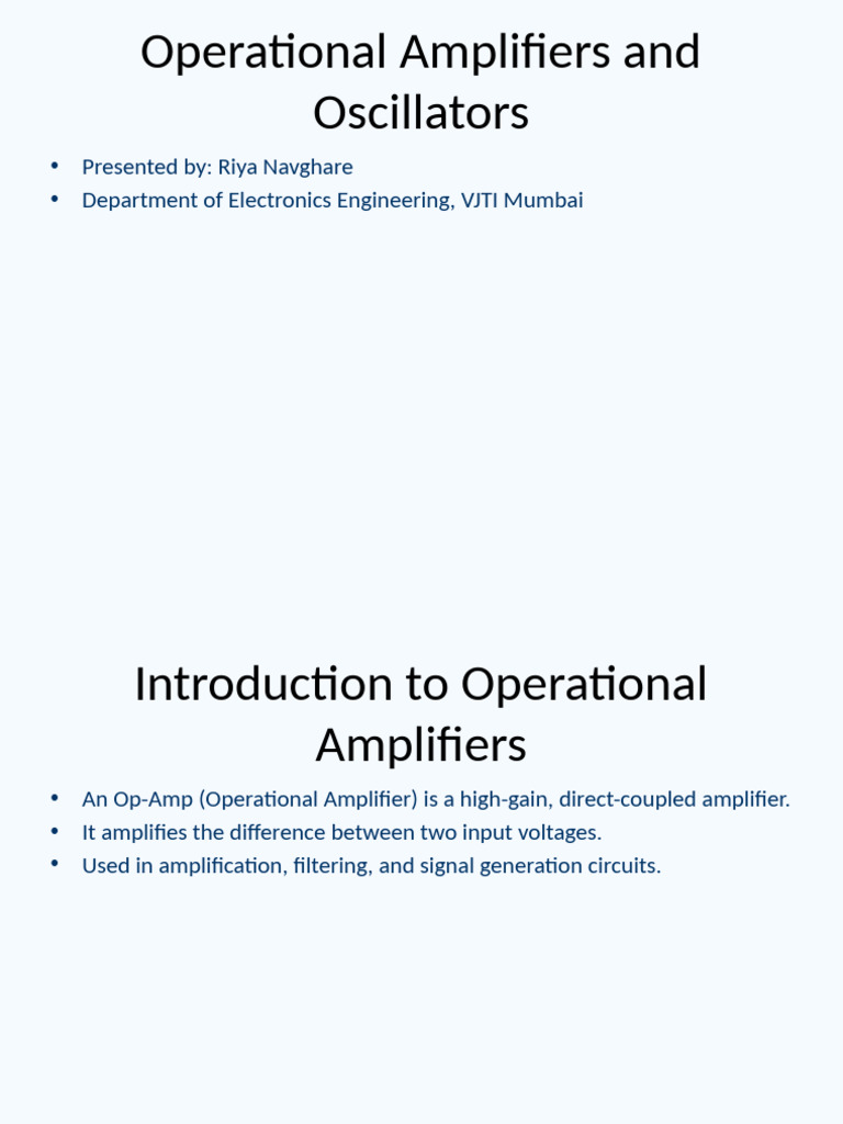 Operational Amplifiers and Oscillators Presentation | PDF | Amplifier ...