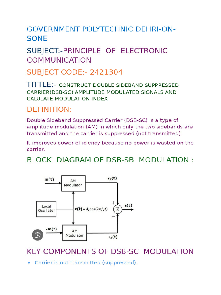 DSB-SC Amplitude Modulation Explained | PDF