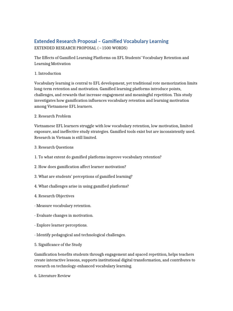 Gamified Learning for EFL Vocabulary Retention | PDF | Learning ...