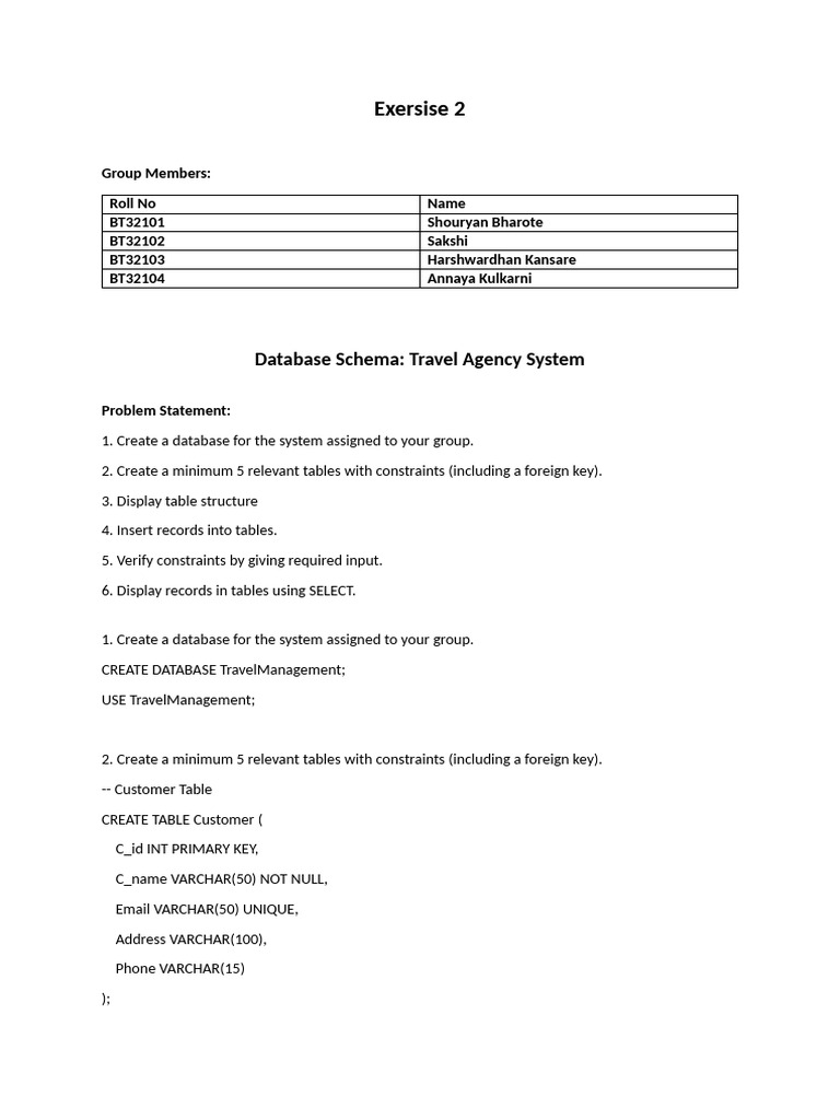 Travel Agency Database Schema Guide | PDF | Databases | Information ...