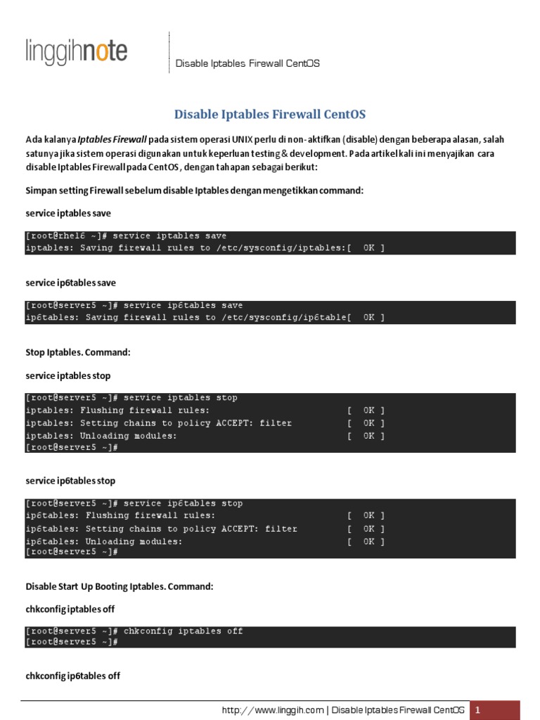 Disable Iptables on CentOS Guide | PDF | Firewall (Computing) | Software