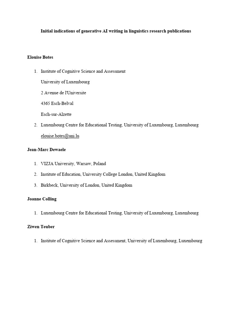 Generative AI in Linguistics Research | PDF | Human Communication ...