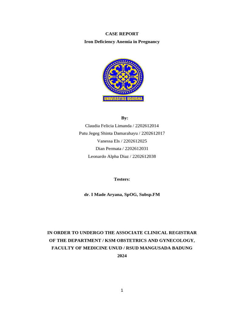 Print Case Report Iron Deficiency Anemia | PDF | Anemia | Pregnancy
