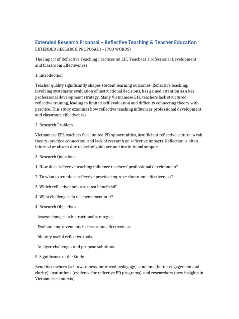 Reflective Teaching in EFL Teacher Development | PDF | Reflective ...