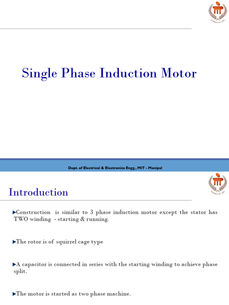 Single Phase Induction Motor Overview | PDF | Electric Motor ...