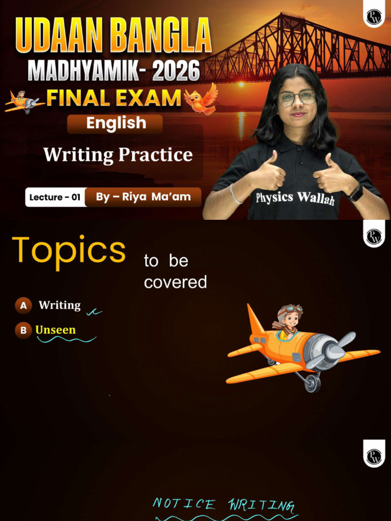 Writing Practice 01 Class Notes Udaan Bangla Madhyamik 202 | PDF