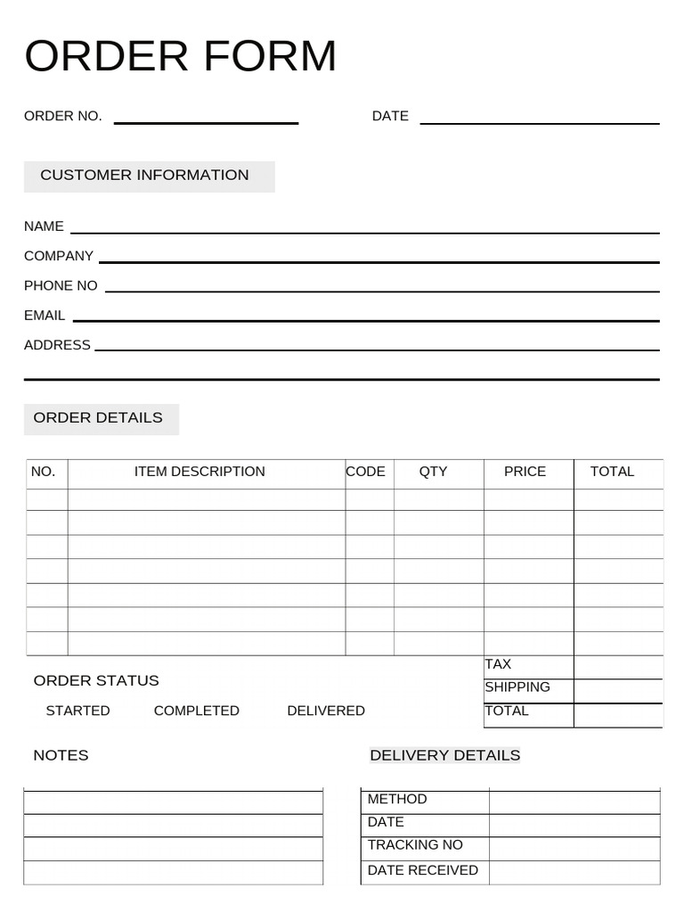 Business Order Form | PDF