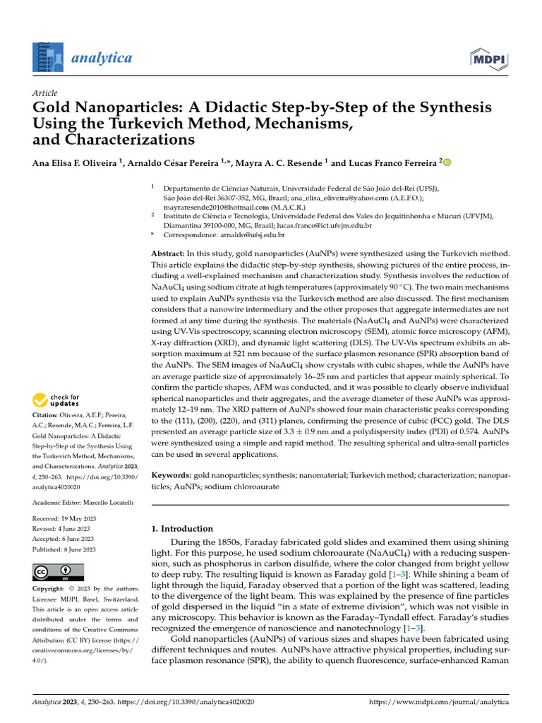Synthesis of Gold Nanoparticles via Turkevich | PDF | Nanoparticle ...