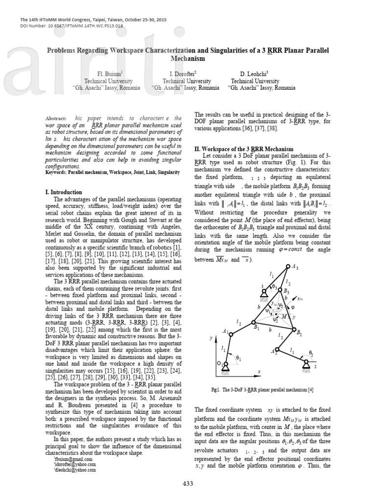 Workspace Analysis of 3 RRR Mechanism | PDF | Angle | Matrix (Mathematics)