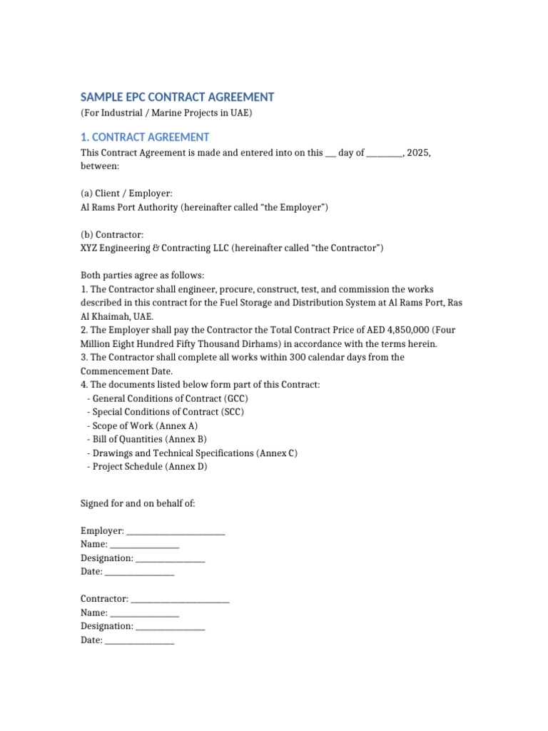 EPC Contract for Fuel System in UAE | PDF | United Arab Emirates