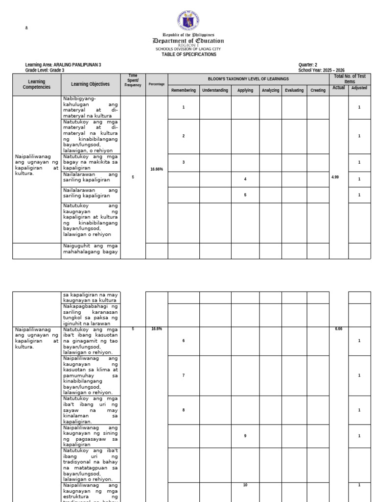 AP - Grade 3 - MTOS 2nd 25-26 Final | PDF