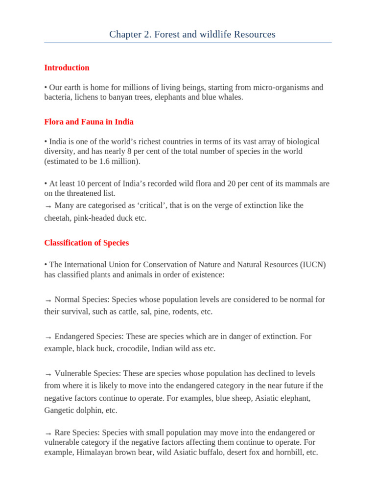 Forest and Wildlife Resources in India | PDF | Endangered Species ...