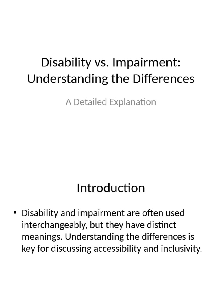 Disability vs. Impairment Explained | PDF