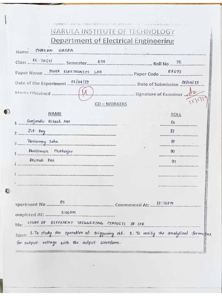 Power Electronics SCR Exp. | PDF
