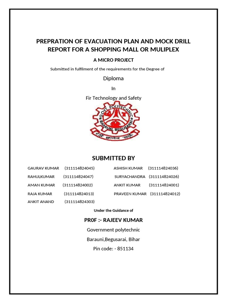 Rahul Micro Project B FNL | PDF | Emergency Evacuation | Fire Safety