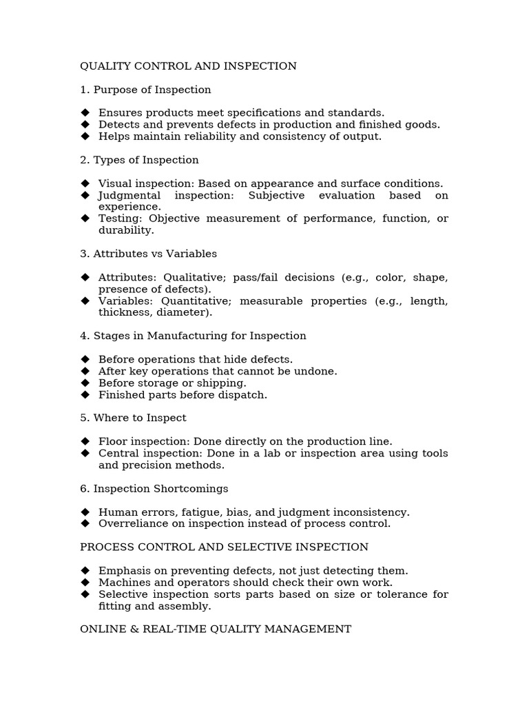 Quality Control and Inspection | PDF | Quality (Business) | Quality ...