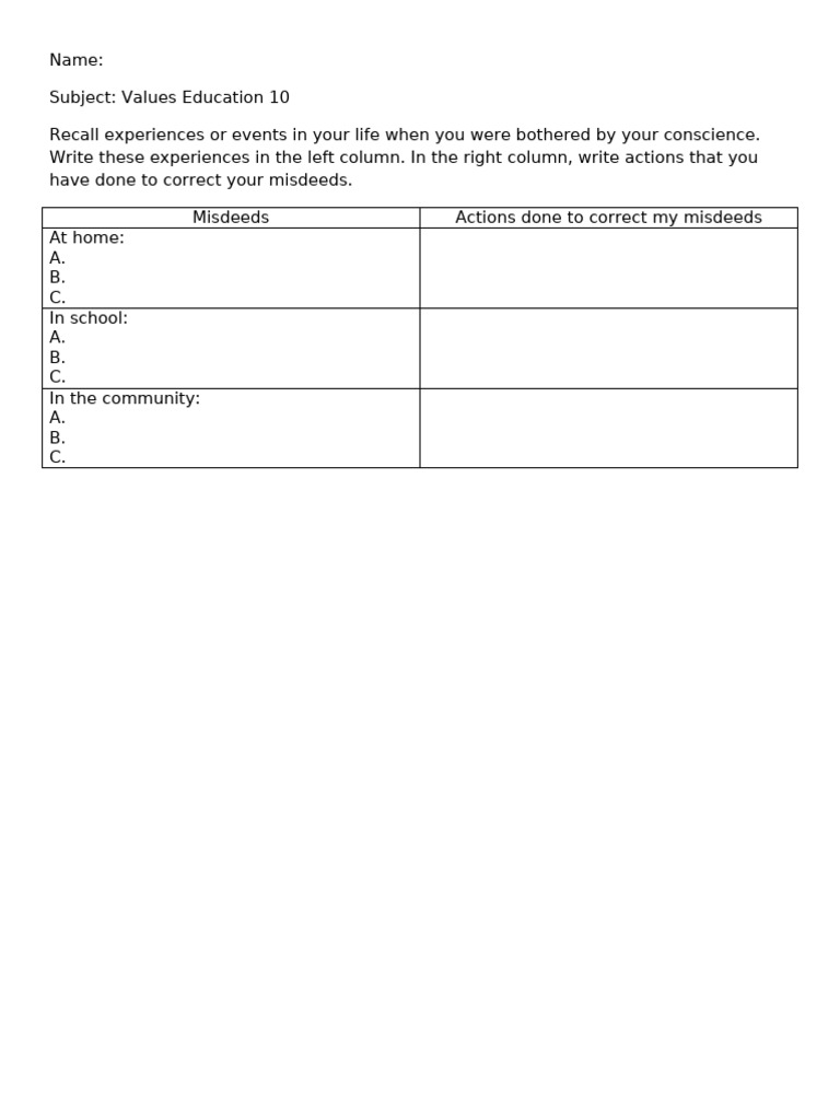 Conscience - Activity | PDF